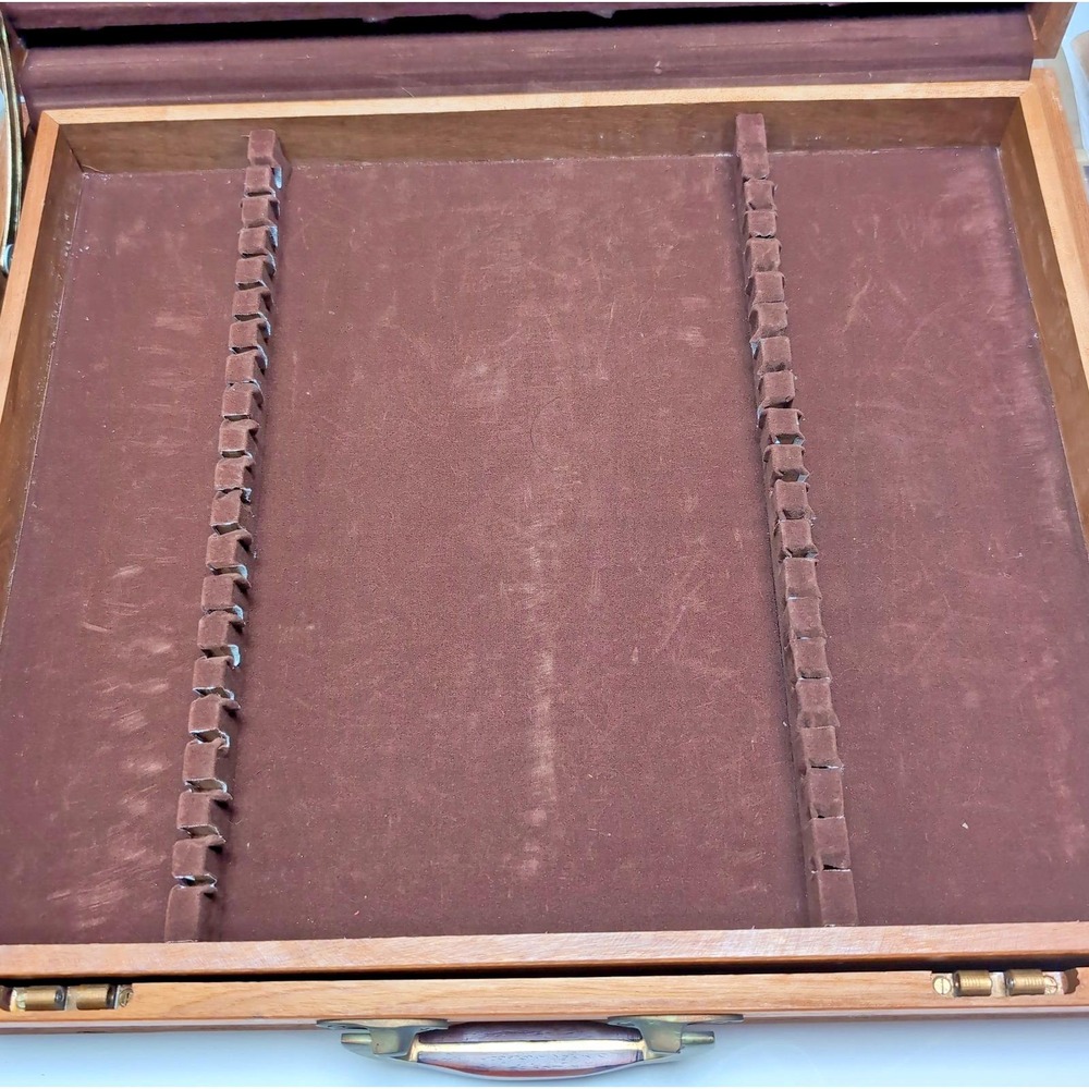 Vtg Jean Claude Brass Teak Flatware 64-Piece Incomplete Set 7 Serving Pcs & Box - Picture 15 of 16